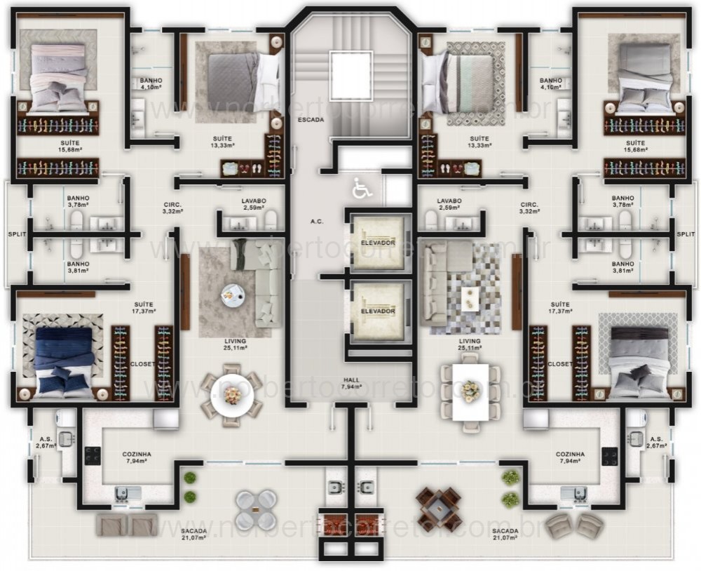 COBERTURA 05 SUTES REGIO CENTRAL DE MEIA PRAIA