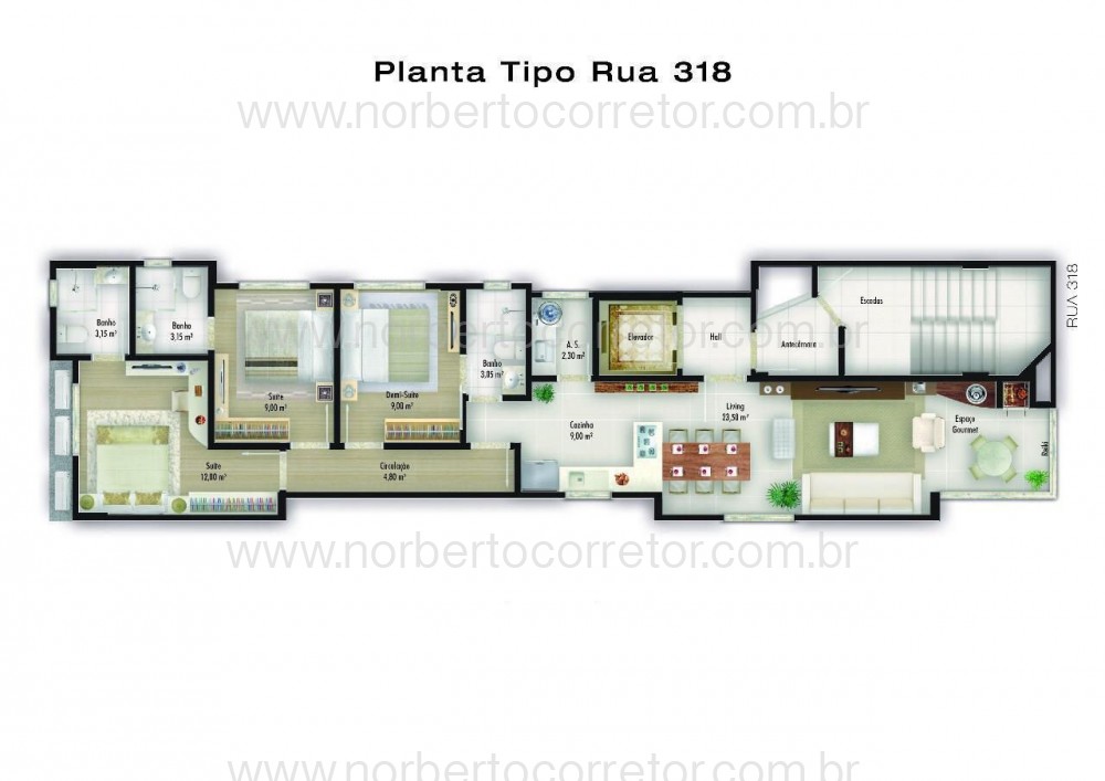 APARTAMENTO MOBILIADO A VENDA EM MEIA PRAIA 