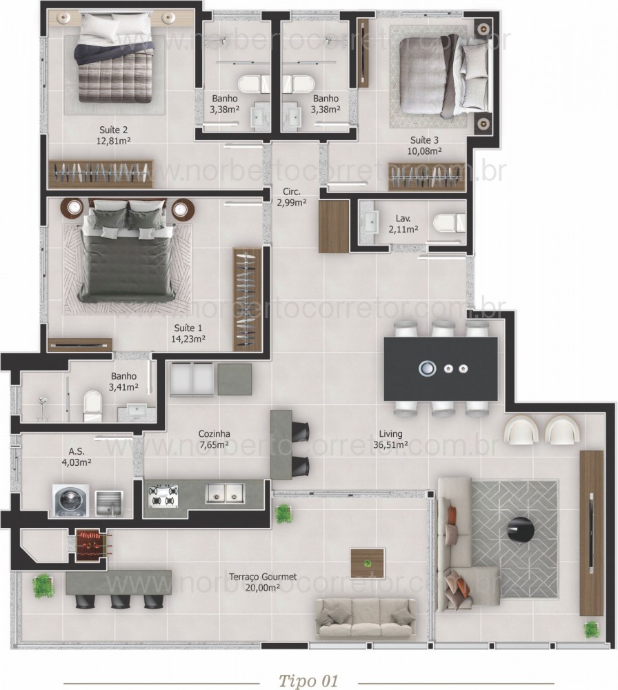 APARTAMENTO A VENDA EM MEIA PRAIA | 3 SUTES 