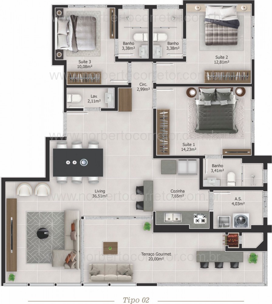 APARTAMENTO A VENDA EM MEIA PRAIA | 3 SUTES 