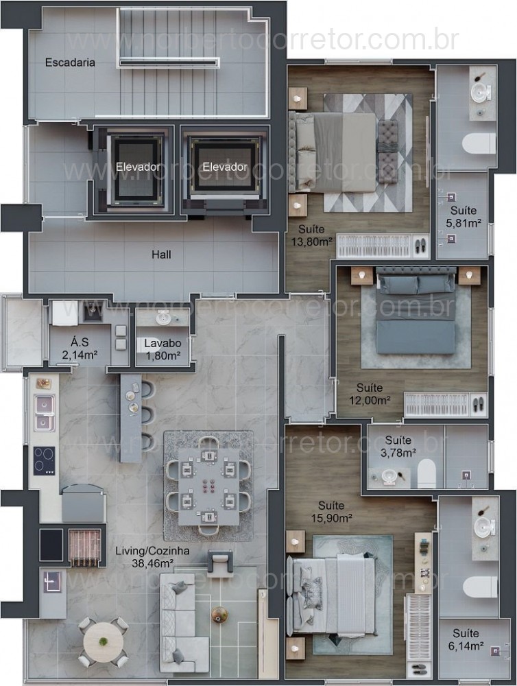 APARTAMENTO A VENDA EM MEIA PRAIA | 3 SUTES 