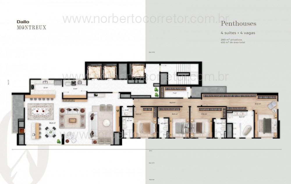 Penthouse 4 sutes, centro de Itapema SC 